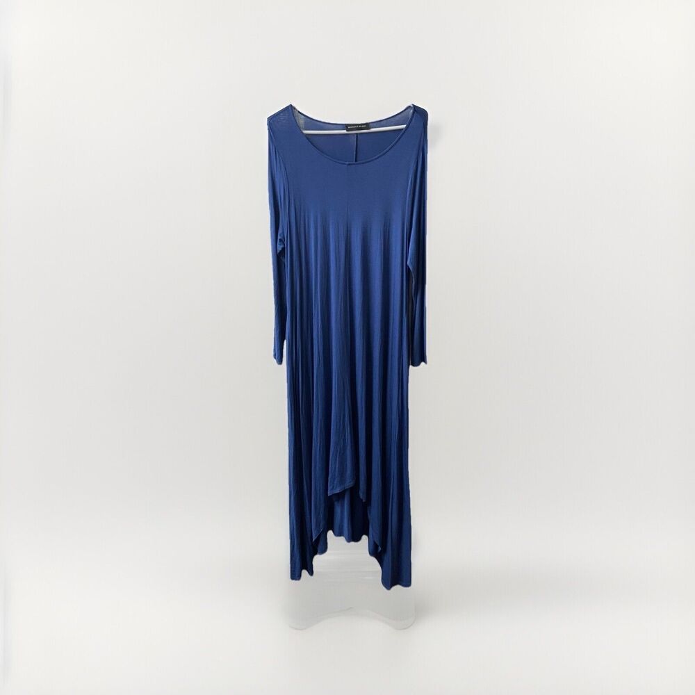 Miracle Berry Womens S Maxi Dress Sheath Blue Stretch Jersey Handkerchief USA